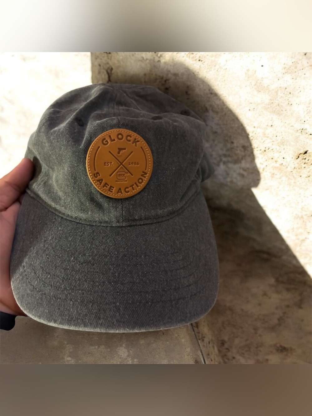 Glock Safe Action Leather Patch Baseball Cap - Charcoal